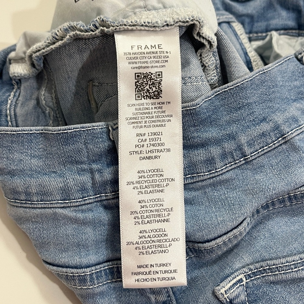FRAME Le High Straight Jeans Womens 25 Light Blue Fading Premium Denim Capsule - Picture 11 of 13